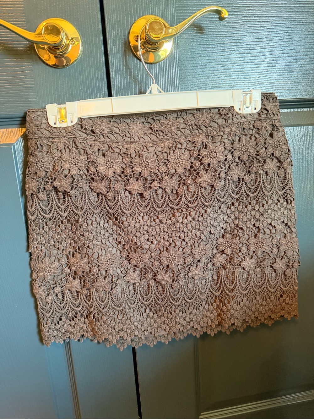 American Eagle Outfitters Taupe Lace Floral Mini Skirt